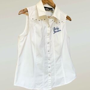 Harley Davidson Women's Pearl Snap Sleeveless Shirt Tank